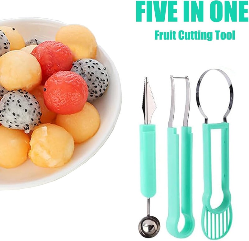 hrsyyl Fruit Cutter Slicer Tool Watermelon Plastic Stainless Steel Melon Baller Scoop Kitchen Scooper Gadget Kit for Making Juice Fruit Salad - Image 3